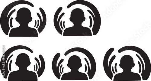 Silhouette icons of people talking on phone