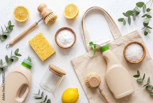 Eco-friendly cleaning products and natural ingredients for a sustainable home