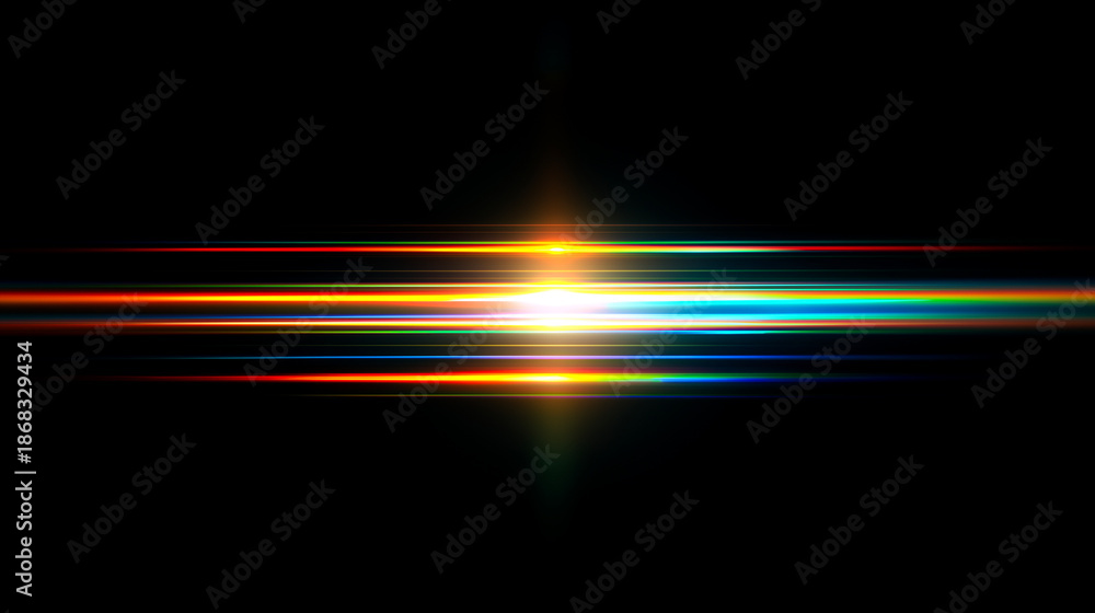 Fototapeta premium 七色のラインが走る近未来的な光のエフェクト背景