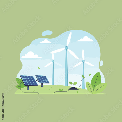 Minimalist vector illustration of sustainable energy concept.eps