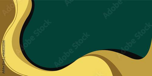 Elegant abstract background featuring smooth golden wave shapes on a dark green backdrop. Ideal for luxury branding, finance, corporate design, premium presentations, and modern marketing visuals.