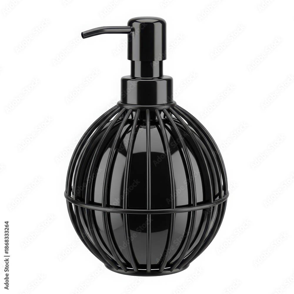 Obraz premium Modern black soap dispenser with cage design