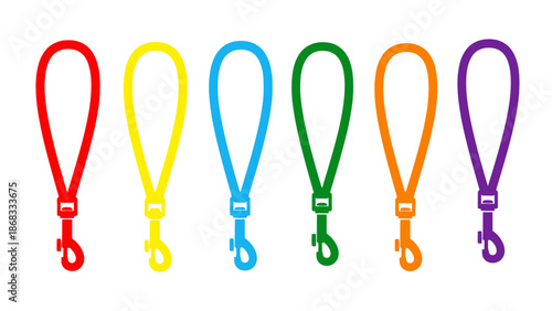 Colorful leashes in a row on white background vector design for various uses