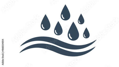 Droplets Falling onto a Serene Water Surface Illustrated in Vector Format