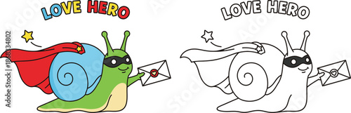 Love Hero Snail Delivering Letter Super Snail for Valentines Communication and Fun Themes