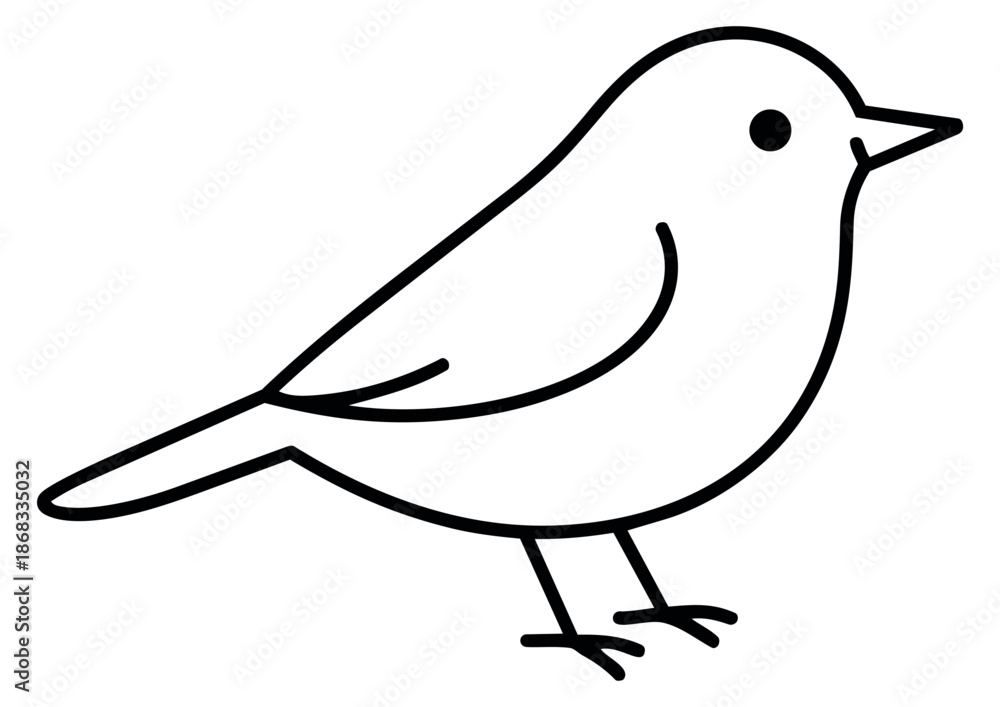 Obraz premium Minimalist hand drawn line art illustration of a bird depicting a profile view for nature and animal themes
