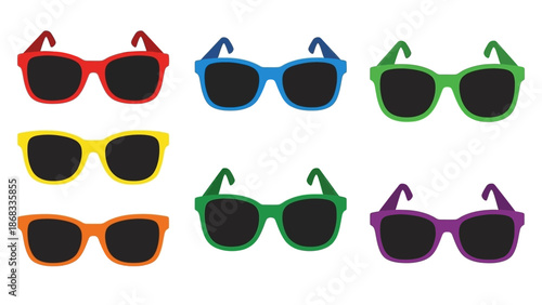 Colorful sunglasses collection vector illustration of fashion accessories