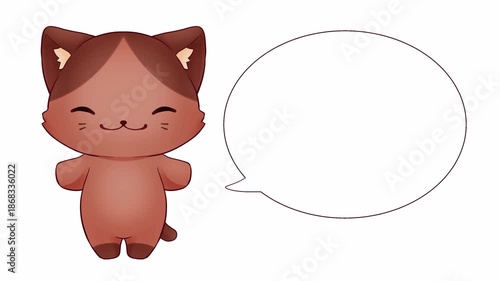 口パクするネコと吹き出しのアルファつきループアニメーション