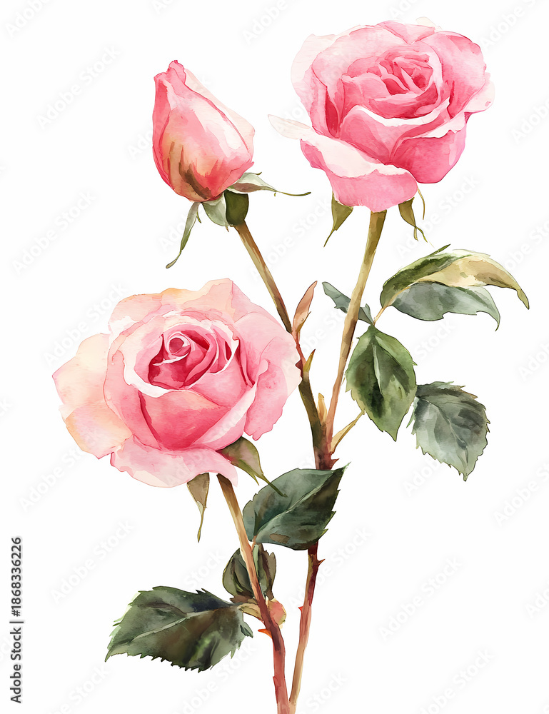 Obraz premium Delicate Watercolor Roses