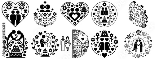 Wedding Celebration Icon Collection Set