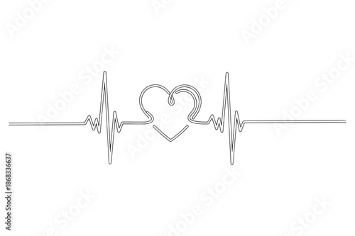 Heartbeat of life: A minimalist depiction of a heartbeat rhythm intertwined with a delicate heart shape, symbolizing life's vital essence. 