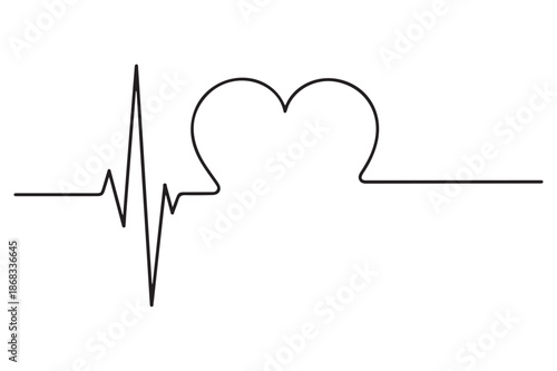 Heartbeat Symbol: A minimalist depiction of a heartbeat forming a heart, signifying life, health, and vitality.