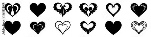 Heart-Shaped Collection: A compilation of meticulously crafted heart illustrations, showcasing a diverse range of design aesthetics, each representing unique expressions of love and emotion.