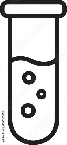 A detailed, line-drawn depiction of a laboratory test tube containing a clear liquid with small bubbles, illustrating the fundamental tools and processes of scientific exploration.