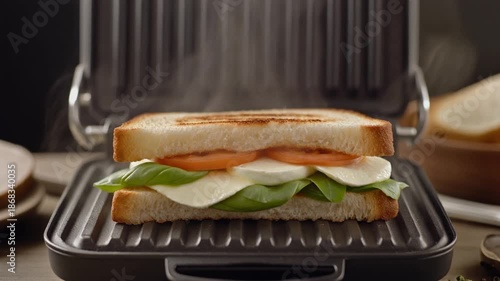 Wallpaper Mural A toasted sandwich with vegetables being grilled in a kitchen appliance on a kitchen counter Torontodigital.ca