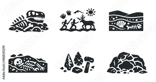 Silhouette fossils and cave paintings: prehistoric themes and rock art designs