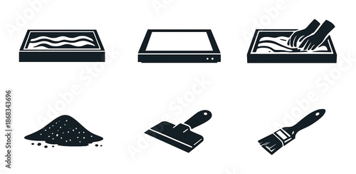 Set of tools for screen printing and sanding techniques