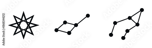 Abstract constellation designs in a dark minimalist style