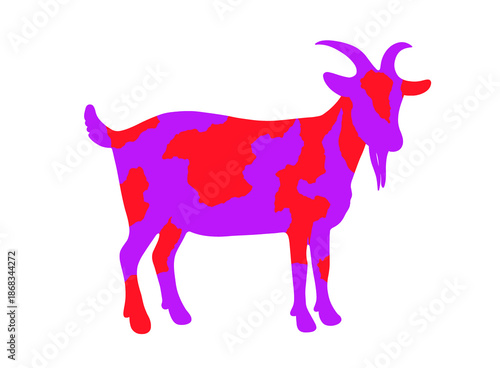 Abstract Purple and Red Goat Illustration