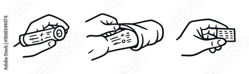 Hand-drawn steps to apply bandage on small injury