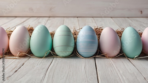 Easter banner, pastel Easter eggs 