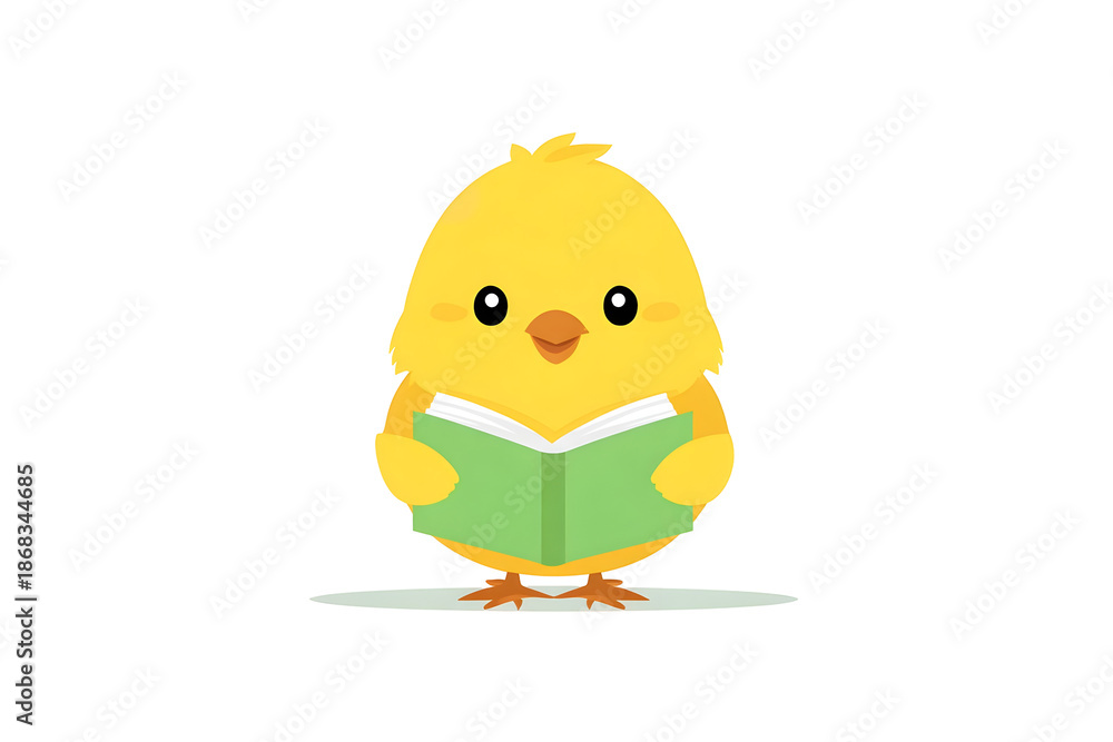 Fototapeta premium Chick reading book illustration
