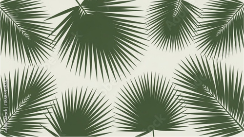 A serene illustration of palm leaves arranged in a harmonious pattern on a light background