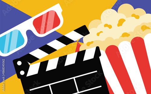 Cinema Experience with 3D Glasses and Popcorn at the Theater