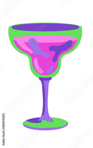Abstract Green Purple and Pink Cocktail Glass Illustration