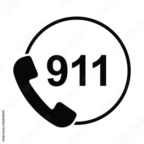 Minimal emergency call icon showing a smartphone with red “911” on the screen and blue signal waves. Clean, modern vector design suitable for safety, emergency services, and alert concepts.