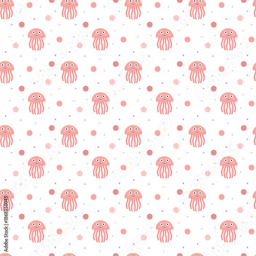 Cute pink jellyfish seamless pattern for girls nursery