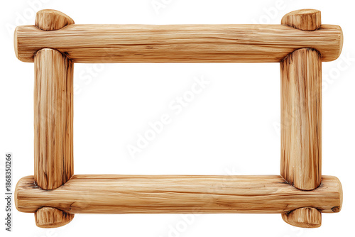smooth wooden frame constructed from polished logs arranged cleanly with refined grain details and natural tones