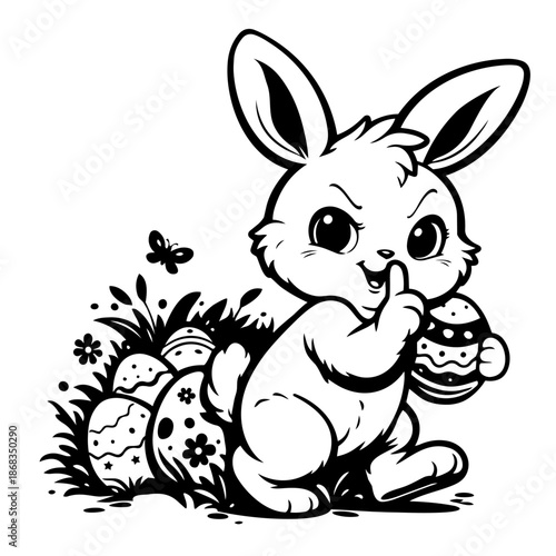 frecher Osterhase versteckt Ostereier Icon 