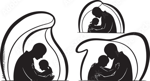 Mother and child love family bonding illustration