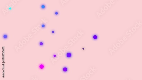 Abstract Floating Neon Particles On Light Pink Background Loop. Abstract Floating Glowing Colorful Orbs On Soft Pink Background. Seamless Loop Motion Graphic For Modern Digital Art, Dreamy Particle