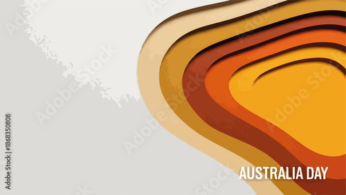 Abstract Layered Background in Earthy Tones for Australia Day Festival Poster, Event Promotion, Paper Cut Style Design with Copy Space for Advertising and Social Media