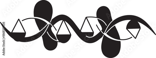 DNA helix with scales of justice illustration symbol