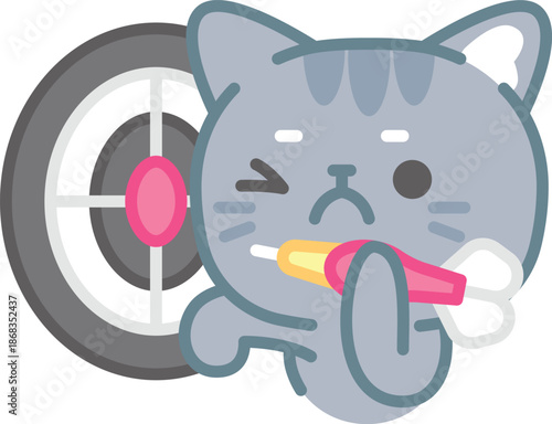 Purrfect Target Practice: A playful illustration depicts a cute cartoon cat, focused and determined, holding a dart towards a dartboard, representing strategy and precision.