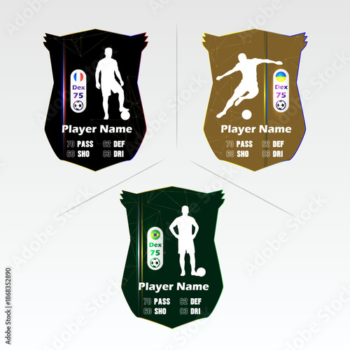 Abstract football player profile template set.
Generic sport infographic card with athlete silhouette and editable statistics layout.