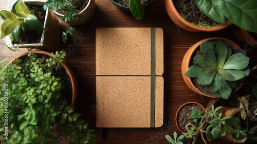 Wallpaper Mural Notebook plants workspace photo Torontodigital.ca