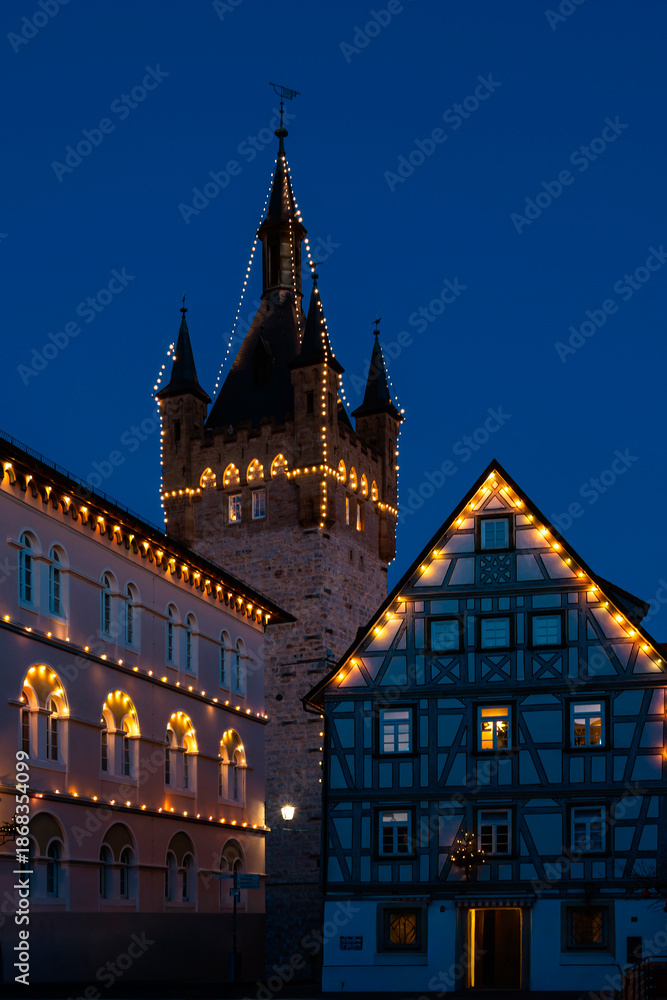 Fototapeta premium Bad Wimpfen mit Weihnachtsbeleuchtung