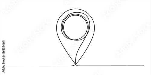 Continuous one line drawing of location icon concept. Continuous line draw design graphic vector, Continuous single line drawing of home location map isolated on white background. Graphic illustration