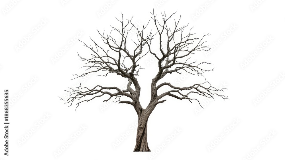 Obraz premium Bare Tree Branches Isolated on White Background Winter Season Nature Landscape.jpg