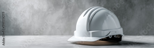White Construction Helmet on Desk High Angle