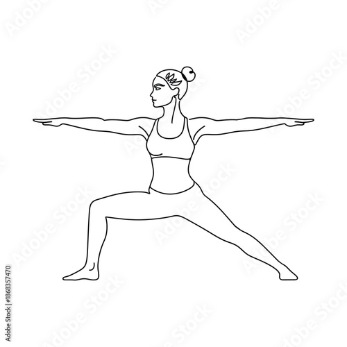 Woman in warrior two yoga pose line warrior two pose virabhadrasana ii female d