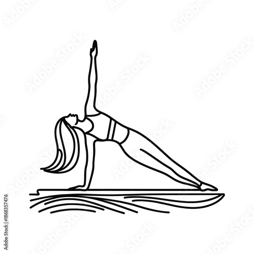 Woman in yoga side plank pose line fitness exercise