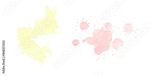 Foto Vibrant olive green watercolor blotch and deep maroon ink splatters Artistic gru