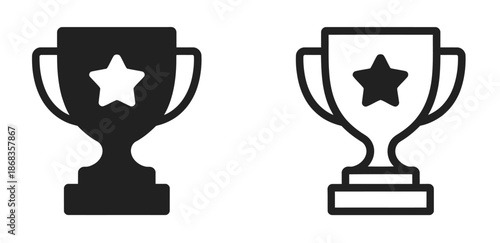 Trophy icon vector featuring classic trophy cup symbol, award and achievement illustration, suitable for apps, websites, ui design, sports graphics and vector competition projects.