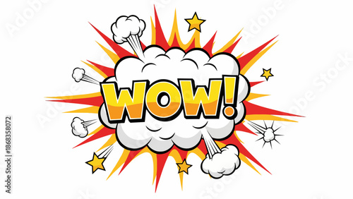 Comic Book Style 'Wow!' Explosion Burst - Excitement, Surprise, and Amazement