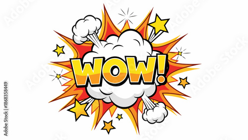 Expressing Astonishment and Excitement with the Word 'Wow!' in a Dynamic Comic Book Style Burst